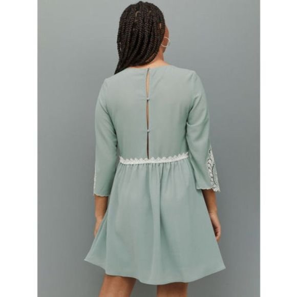 New With Tag H&M Mint Green Short Dress with Lace insert Size 6 - Picture 2 of 10